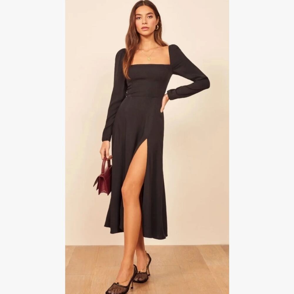 Reformation Sigmund Black Dress 10